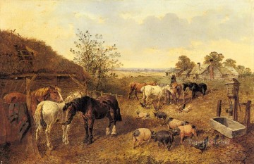  horse Art Painting - A Farmstead John Frederick Herring Jr horse